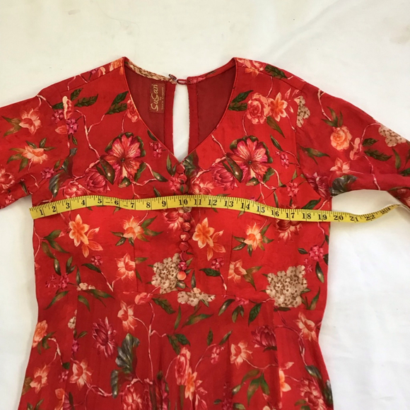 Susan by Sangeeta Women Elegant Flowing Red Floral Maxi Dress M - Picture 11 of 15